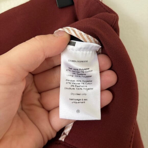 Veronica Beard Azariah Stretch Crepe Flare-Leg High-Rise Trousers Pants 6 Maroon - Picture 10 of 13